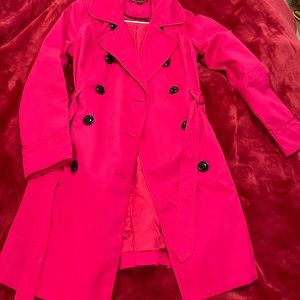 Merona Womens Pink Belted Double Breasted Long Sleeves Trench Coat Jacket Size S